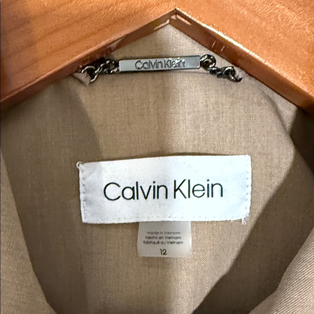 Calvin Klein Tan Belted Lined Trench Coat - Picture 2 of 9